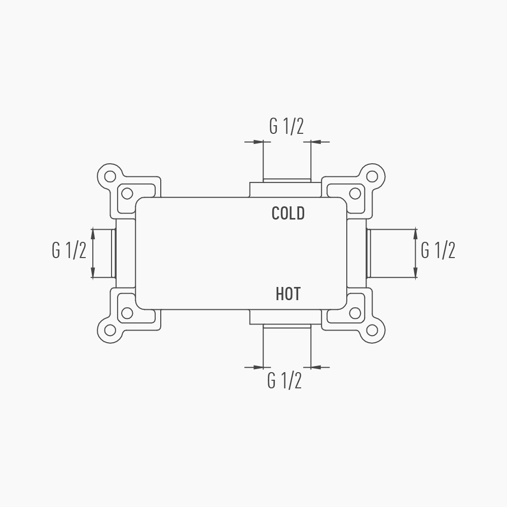 Μπαταρία Εντοιχισμού Τετράγωνη Διπλής Ροής με Διανομέα Ορειχάλκινο DM-2829 Μαύρο