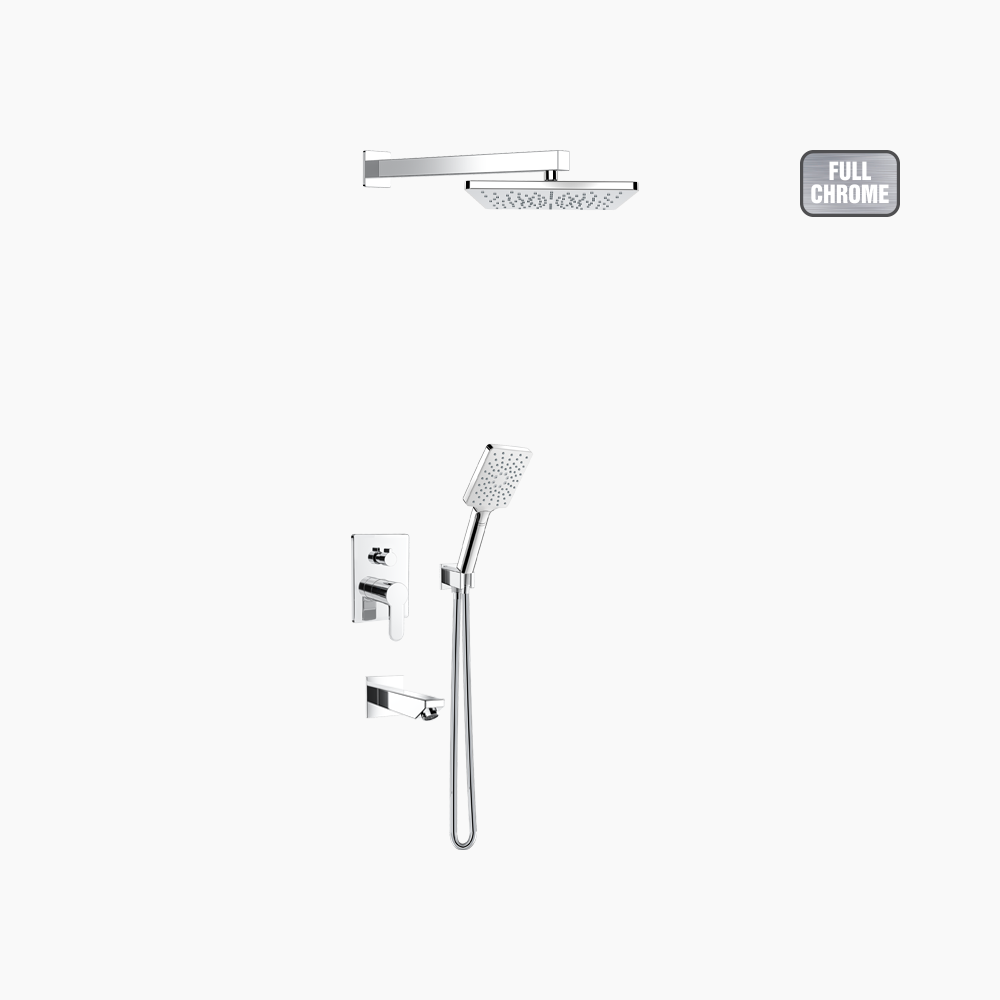 Σετ Εντοιχισμού Τετράγωνη Τριπλής Ροής με Διανομέα Ορειχάλκινο DM-2771 Χρώμιο