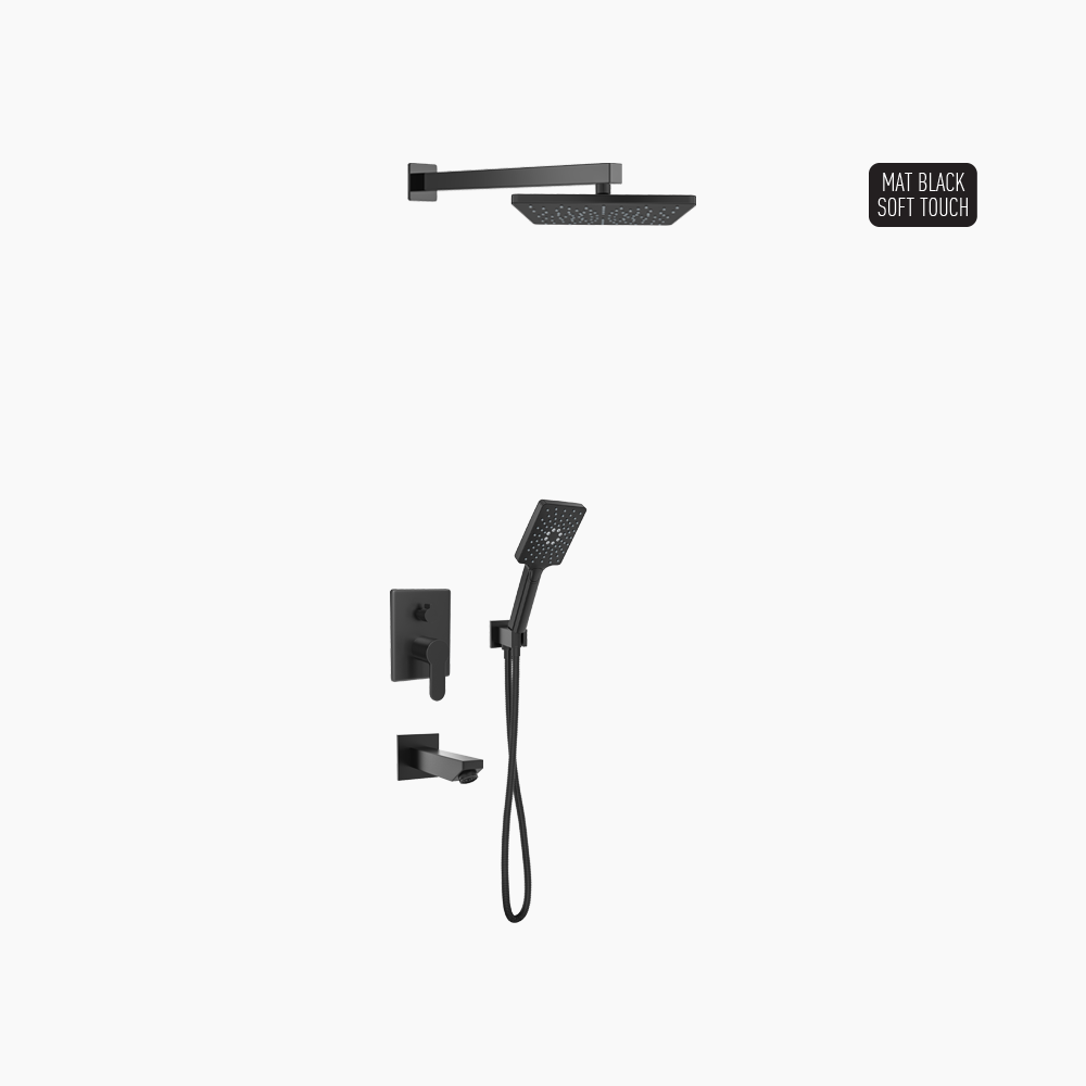 Σετ Εντοιχισμού Τετράγωνη Τριπλής Ροής με Διανομέα Ορειχάλκινο DM-2775 Μαύρο