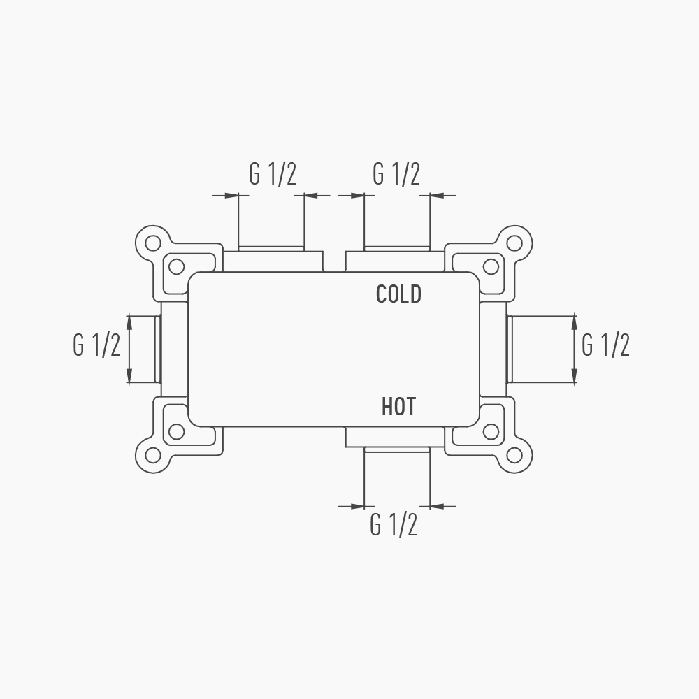 Μπαταρία Εντοιχισμού Τετράγωνη Τριπλής Ροής με Διανομέα Ορειχάλκινο DM-2879 Μαύρο