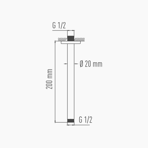 Βραχίονας Εντοιχισμού Οροφής Φ20 mm - 20 cm Ανοξείδωτος DM-2159 Χρώμιο
