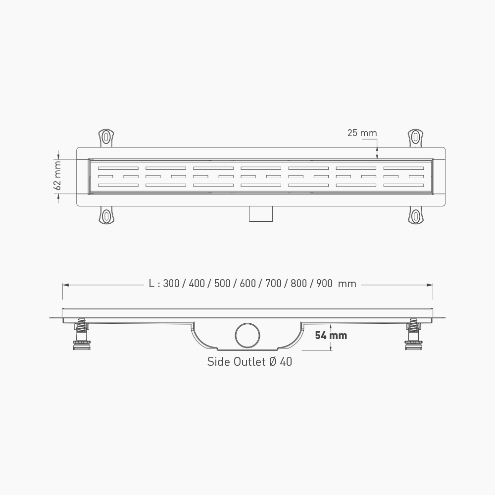 Κανάλι Ντουζιέρας Duscheline Γραμμικό Optimal Vision 60 cm  DU-156260  Inox