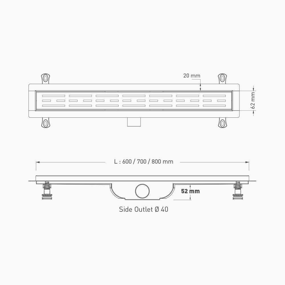 Κανάλι Ντουζιέρας Duscheline Γραμμικό Premium Vision 80 cm  DU-176280  Inox