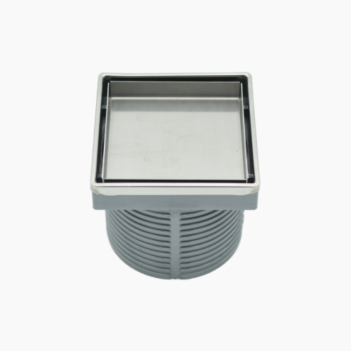 Κανάλι Ντουζιέρας Duscheline Τετράγωνο Milos 10x10 mm με έξοδο Φ 100mm  351210 Ιnox