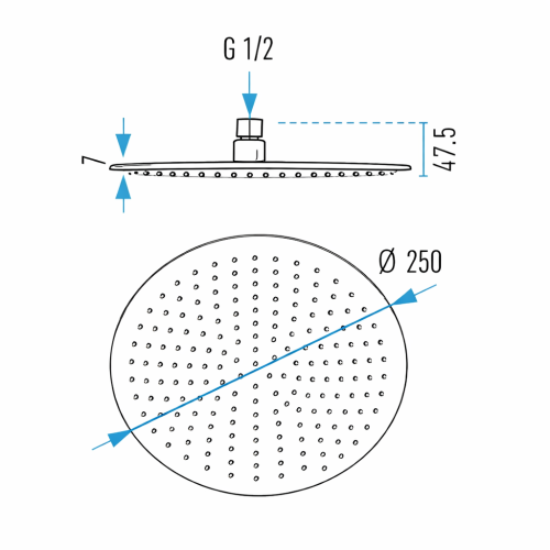 Κώδωνας Ντους Στρόγγυλη Φ 250 mm Primo Chrome  DM-4928  Χρώμιο