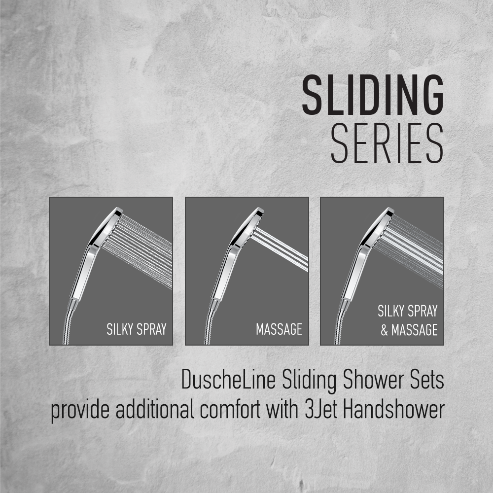 Βέργα Ντους Τερτάγωνη Pera Chrome DM-3765 Χρώμιο