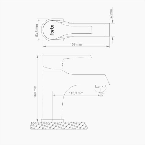 Μπαταρία Νιπτήρα Ορειχάλκινη Forte  M 1502-BLC Ματ Μαύρο