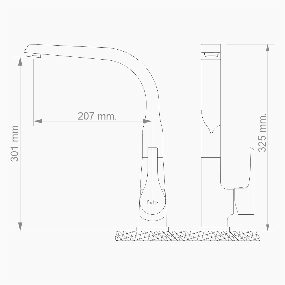 Μπαταρία Κουζίνας Ορειχάλκινη Forte  M 1504-BLC Ματ Μαύρο