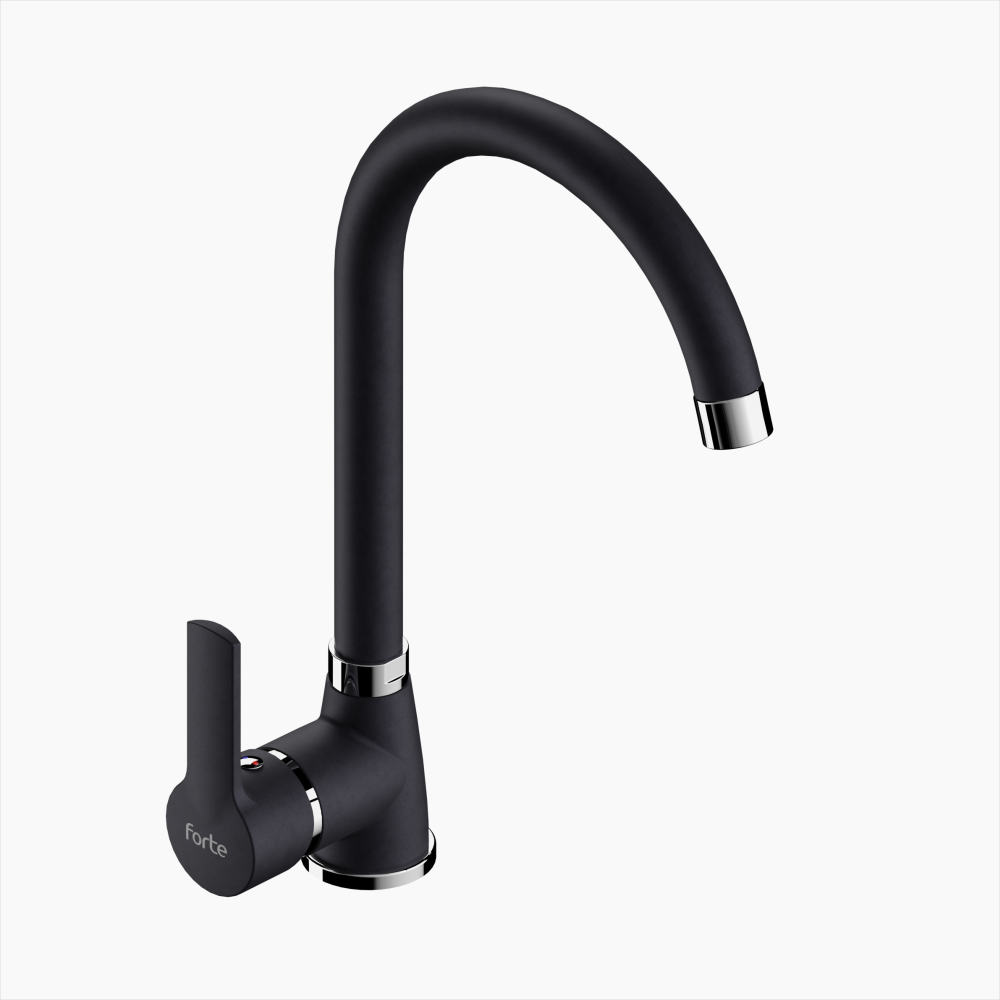 Μπαταρία Κουζίνας Ορειχάλκινη Forte  M 1604-BLC Ματ Μαύρο