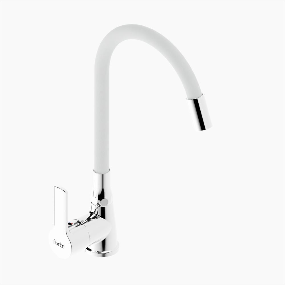 Μπαταρία Κουζίνας Ορειχάλκινη με Ελαστικό Ρουξούνι Forte M 1604-CHR Flex White