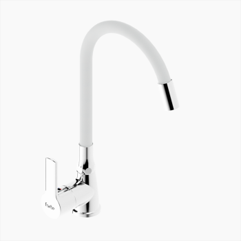 Μπαταρία Κουζίνας Ορειχάλκινη με Ελαστικό Ρουξούνι Forte M 1604-CHR Flex White