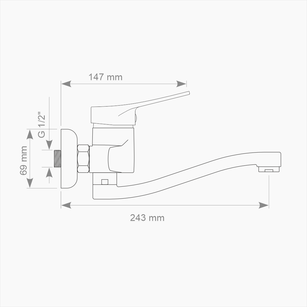 Μπαταρία Κουζίνας Τοιχου Ορειχάλκινη Forte  M 1807-CHR Χρώμιο