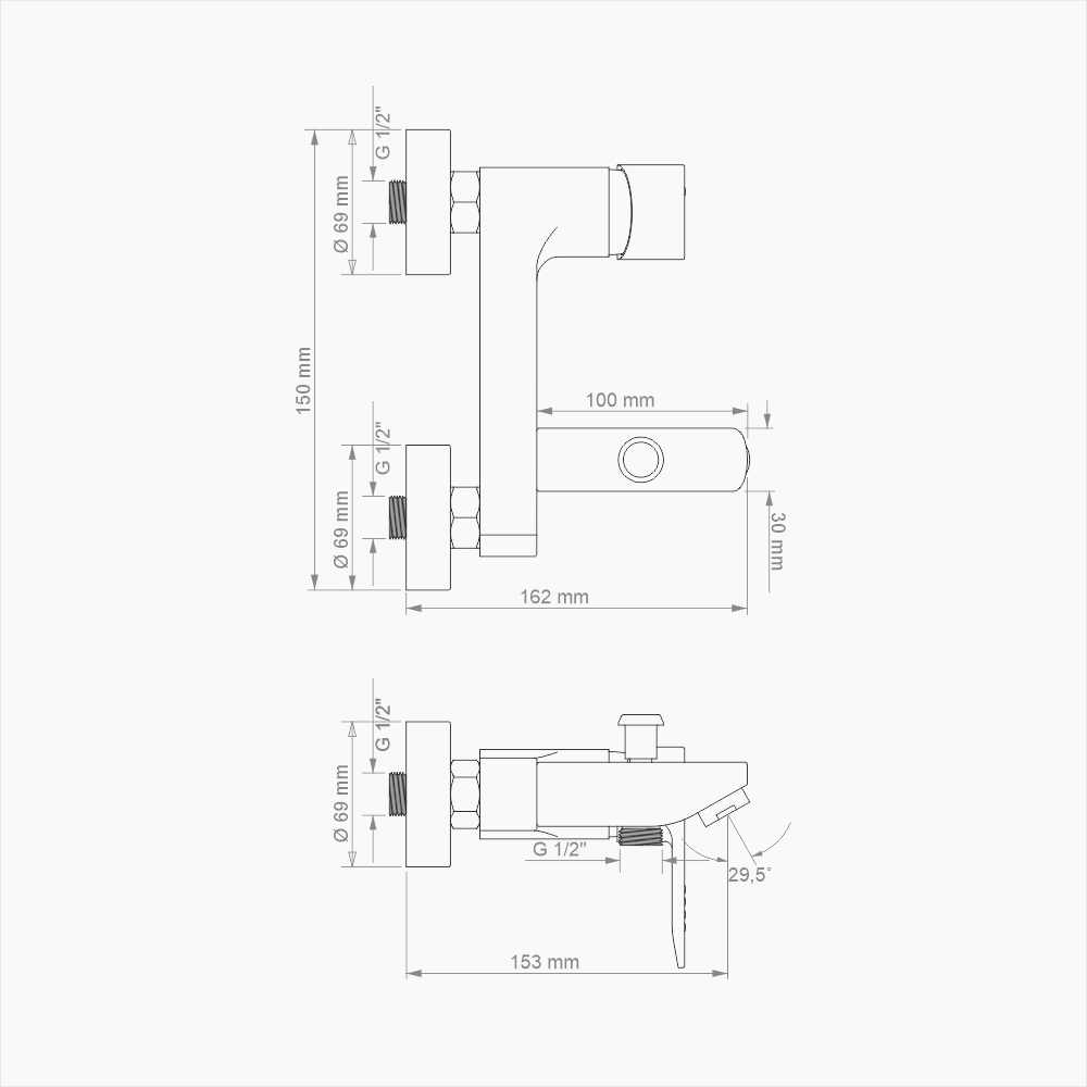Μπαταρία Λουτρού Ορειχάλκινη Forte  M 2301-CHR Χρώμιο