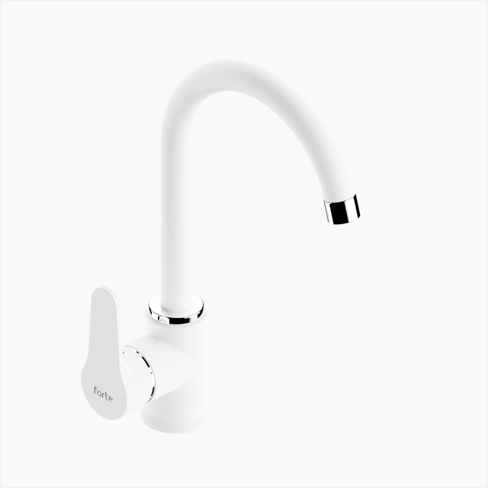 Μπαταρία Κουζίνας Ορειχάλκινη Forte  M 2404-WHT Ματ Λευκό