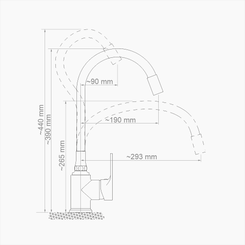 Μπαταρία Κουζίνας Ορειχάλκινη με Ελαστικό Ρουξούνι Forte M 2404-BLC Flex Ματ Μαύρο
