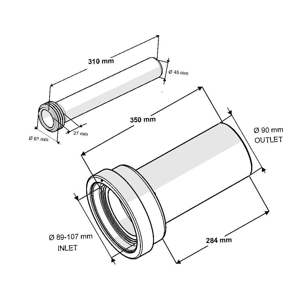 Σετ Σωλήνες Σύνδεσης WC ‘’ Μακρύ ‘’  1195
