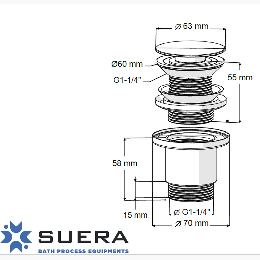 Βαλβίδα Νιπτήρα '' Felix '' Ανοξείδωτη Χωρίς Υπερχείλιση INOX  1522