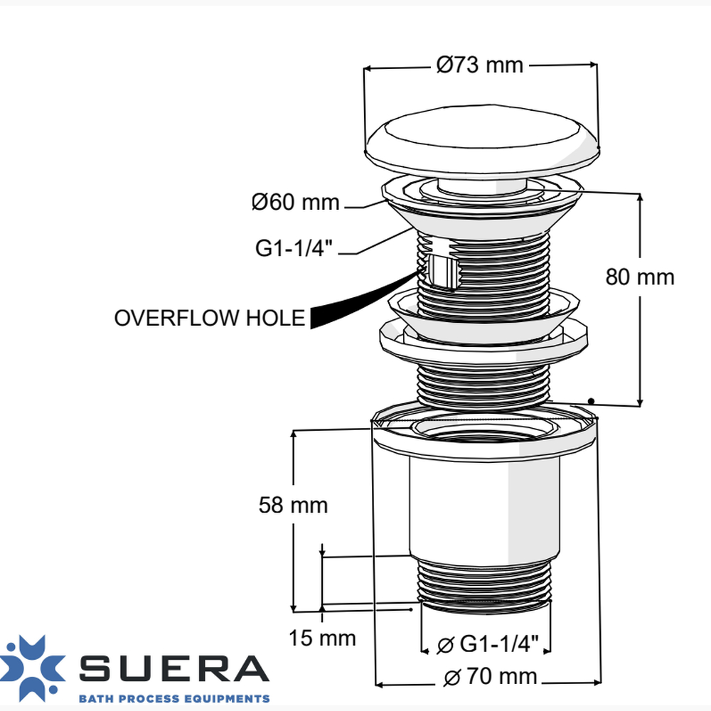 Βαλβίδα Νιπτήρα '' Elixir '' Κεραμική με Υπερχείλιση Λευκό  1530