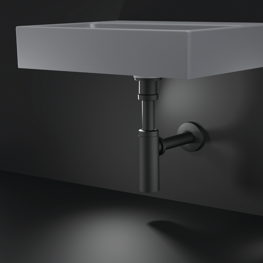 Σιφώνι Νιπτήρος Επεκτεινόμενο Στρόγγυλο Μαύρο 200-300 ABS