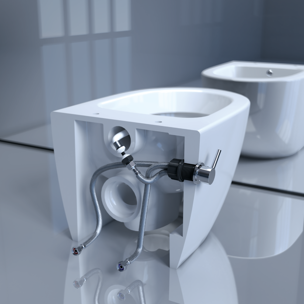 Μπαταριά  Εντοιχισμού Λεκάνης με Σύστημα Μπιντέ Διπλής Ροής Κρύου/Ζεστού Νερού  Χρώμιο  1611