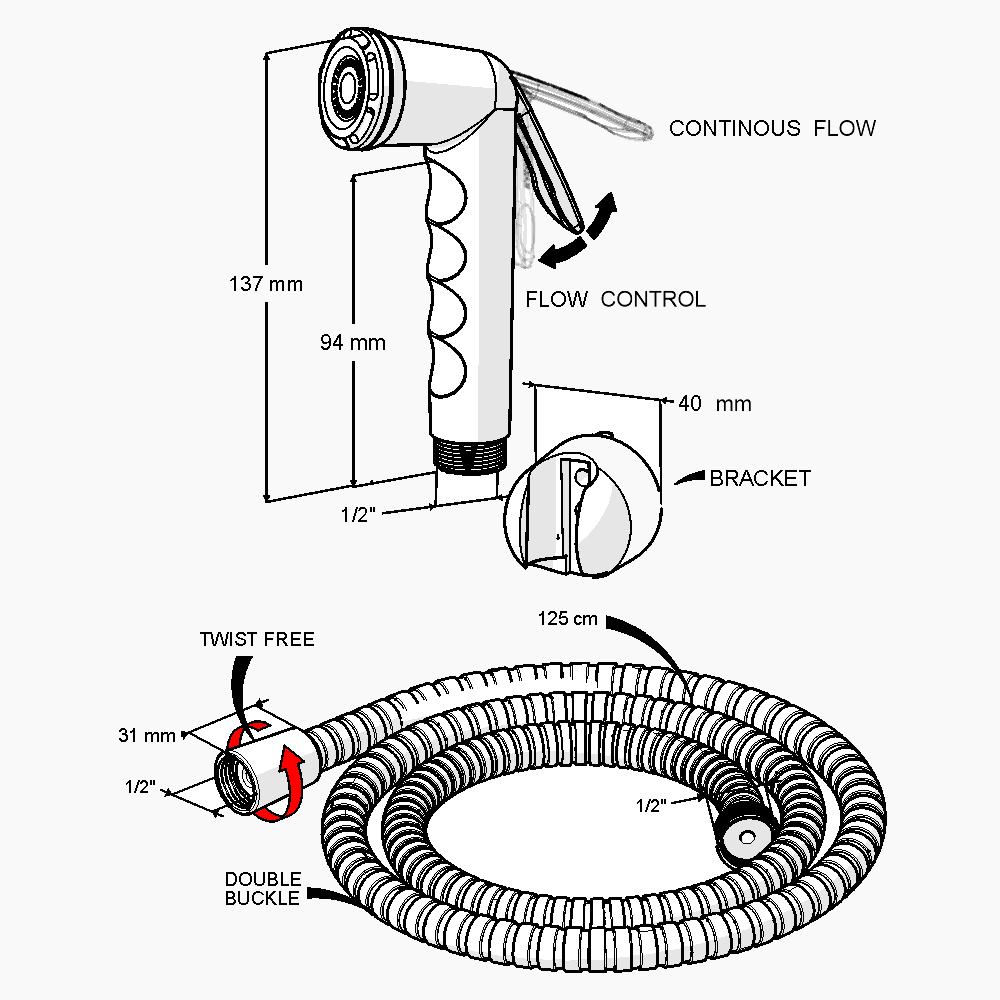 Ντους Μπιντέ Σωματικής Υγιεινής ''Felix'' Χρώμιο  1444