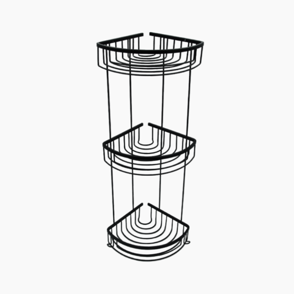 Γωνιακή ραφιέρα μπάνιου με 3  ράφια 20x20 Μαύρο