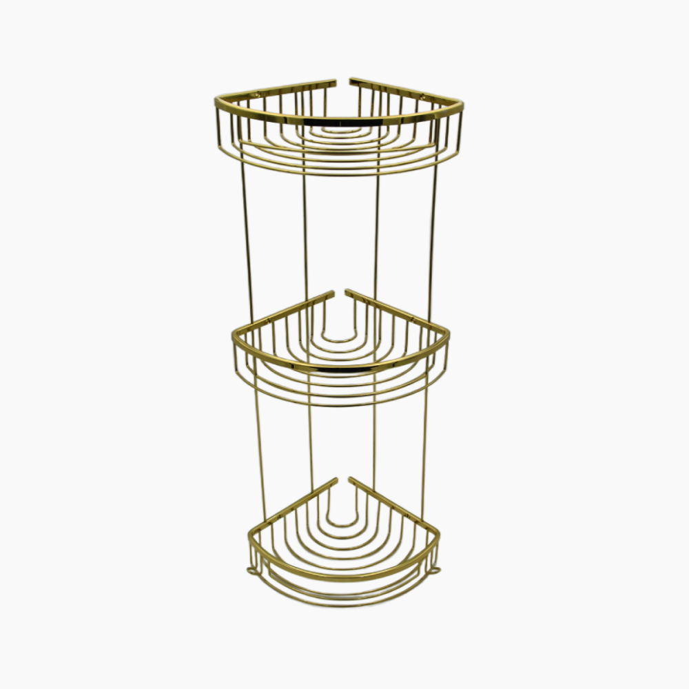 Γωνιακή ραφιέρα μπάνιου με 3  ράφια 20x20 Χρυσό