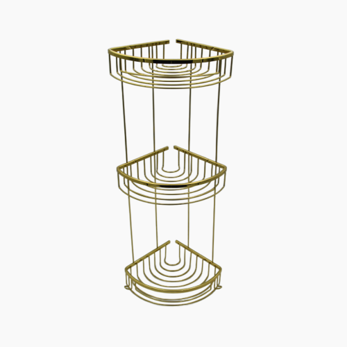 Γωνιακή ραφιέρα μπάνιου με 3  ράφια 20x20 Χρυσό