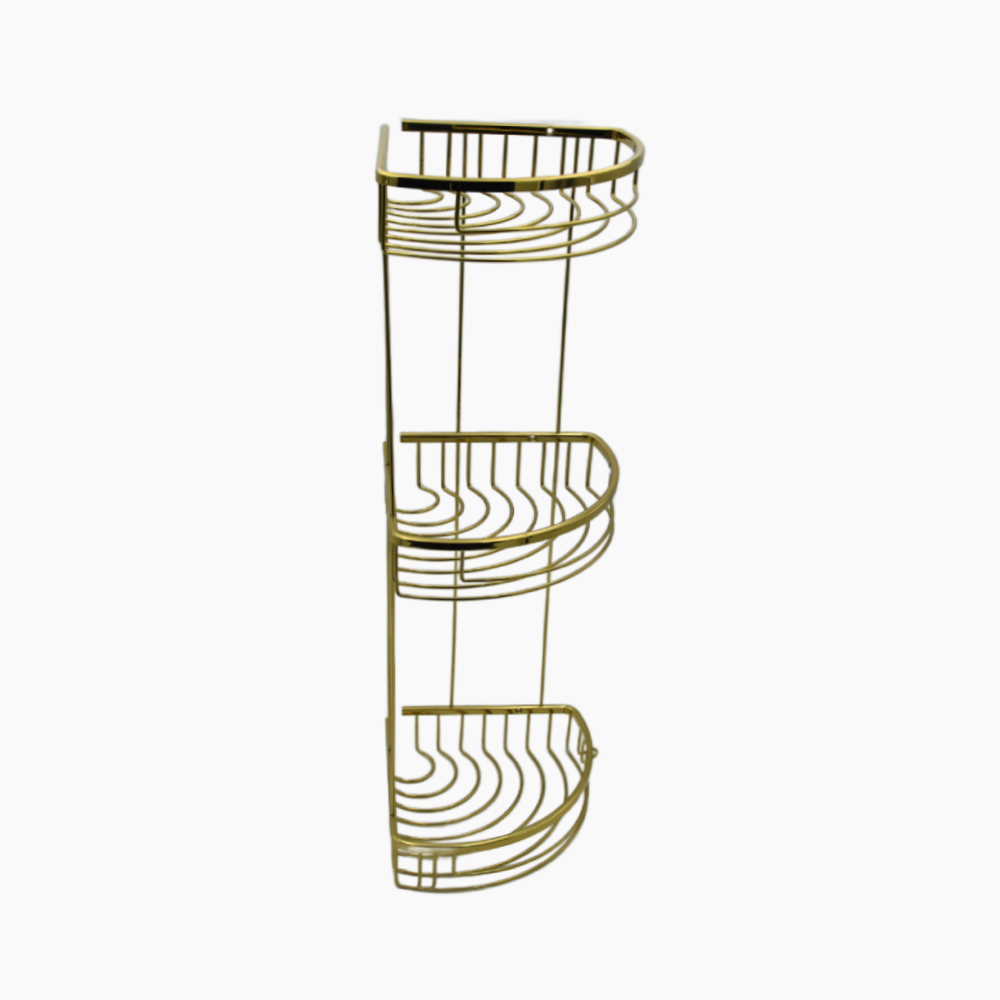 Γωνιακή ραφιέρα μπάνιου με 3  ράφια 20x20 Χρυσό