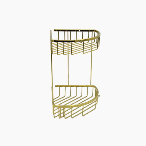 Γωνιακή ραφιέρα μπάνιου με 2  ράφια 20x20 Χρυσό