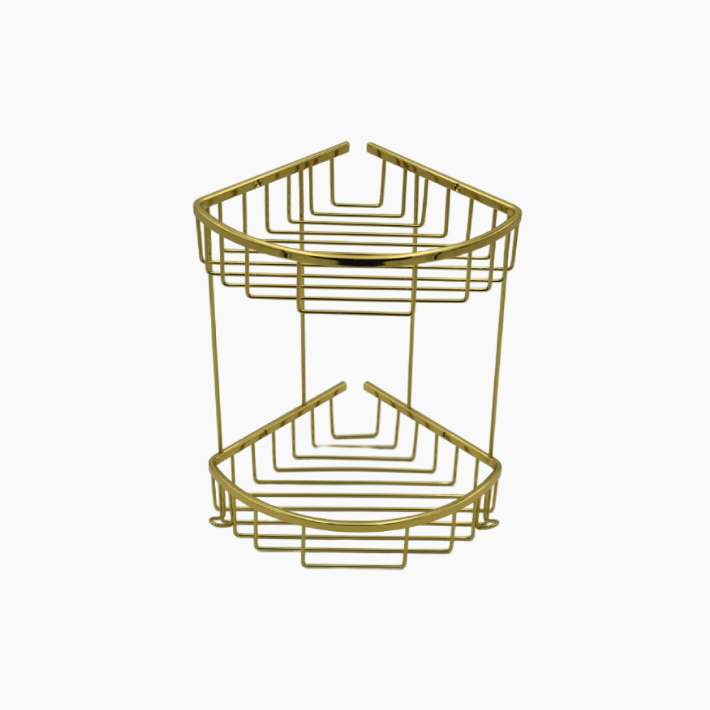 Γωνιακή ραφιέρα μπάνιου με 2  ράφια 20x20 Χρυσό