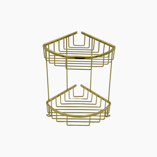 Γωνιακή ραφιέρα μπάνιου με 2  ράφια 20x20 Χρυσό